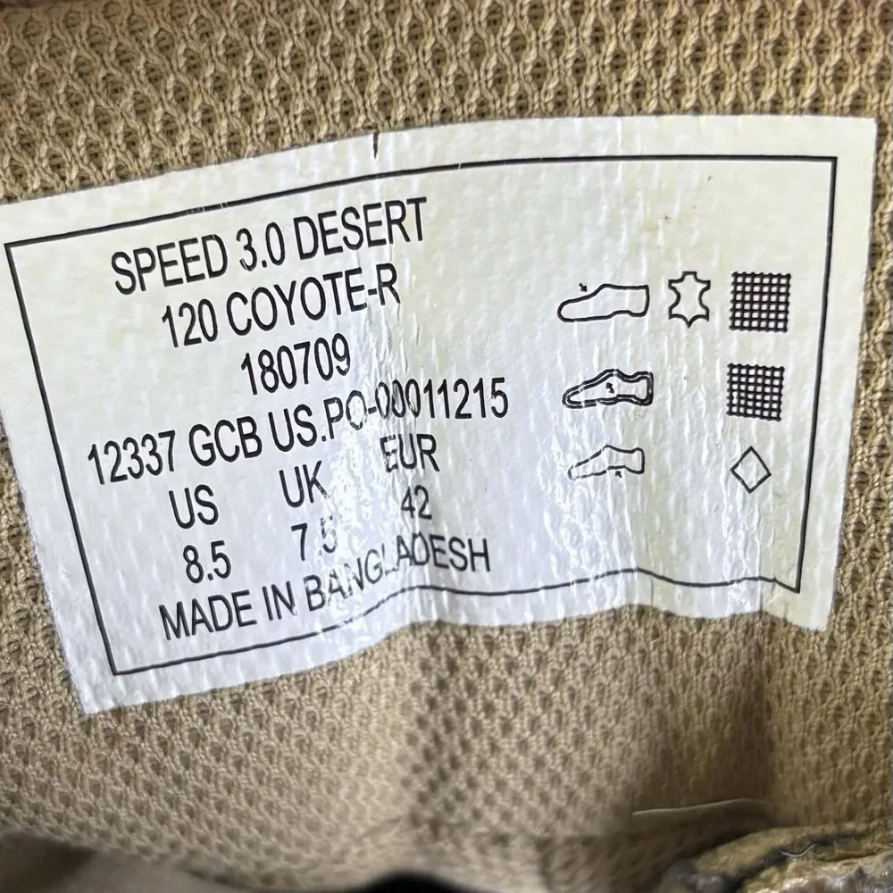 5.11 Tactical Tan Army Boots Men's Size 8.5 US 42 EU Speed 3.0 Desert 120 Coyote